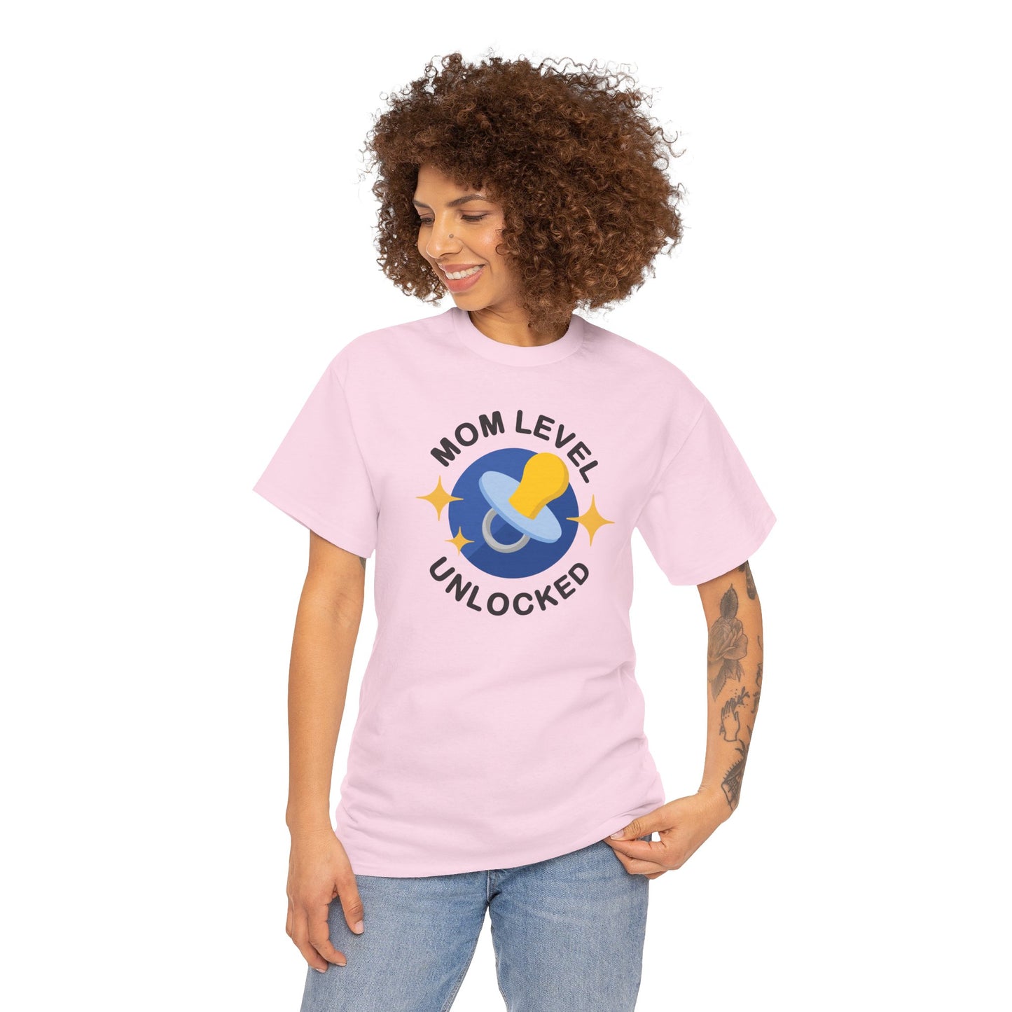 Maternity Mom Level Unlocked Heavy Cotton T-Shirt Gildan Tee