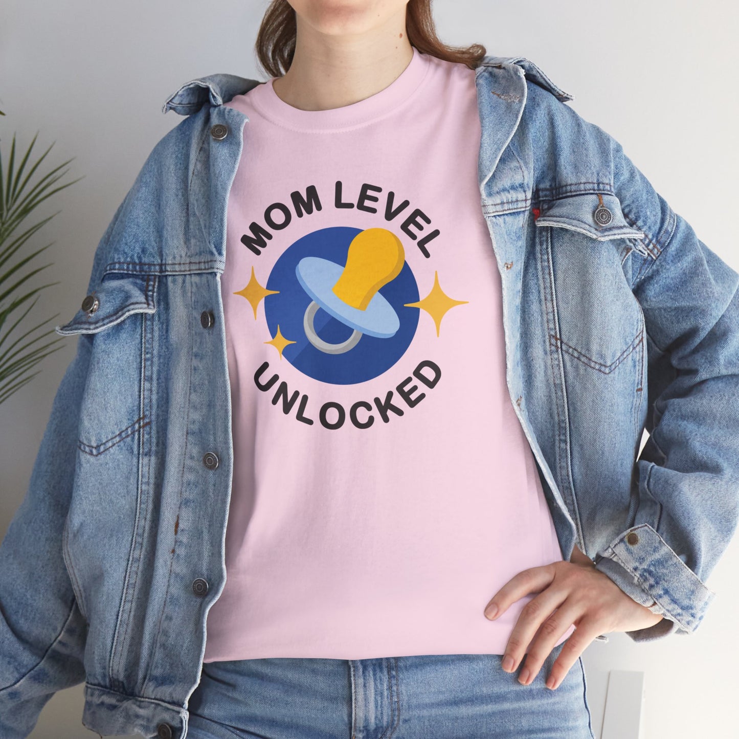 Maternity Mom Level Unlocked Heavy Cotton T-Shirt Gildan Tee