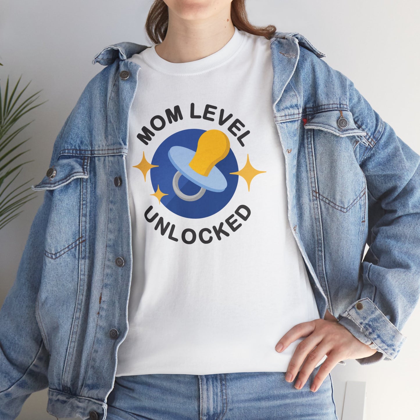Maternity Mom Level Unlocked Heavy Cotton T-Shirt Gildan Tee