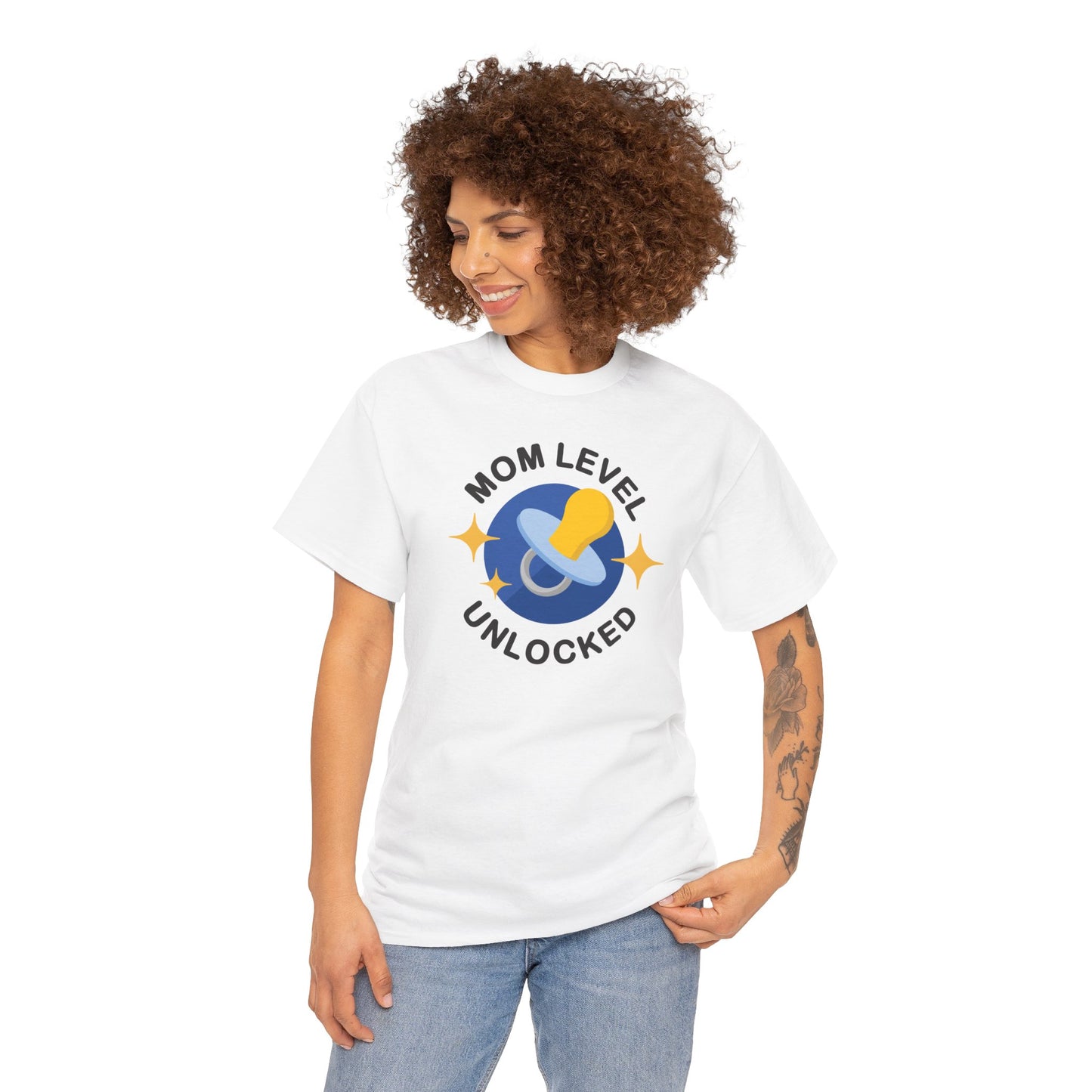 Maternity Mom Level Unlocked Heavy Cotton T-Shirt Gildan Tee