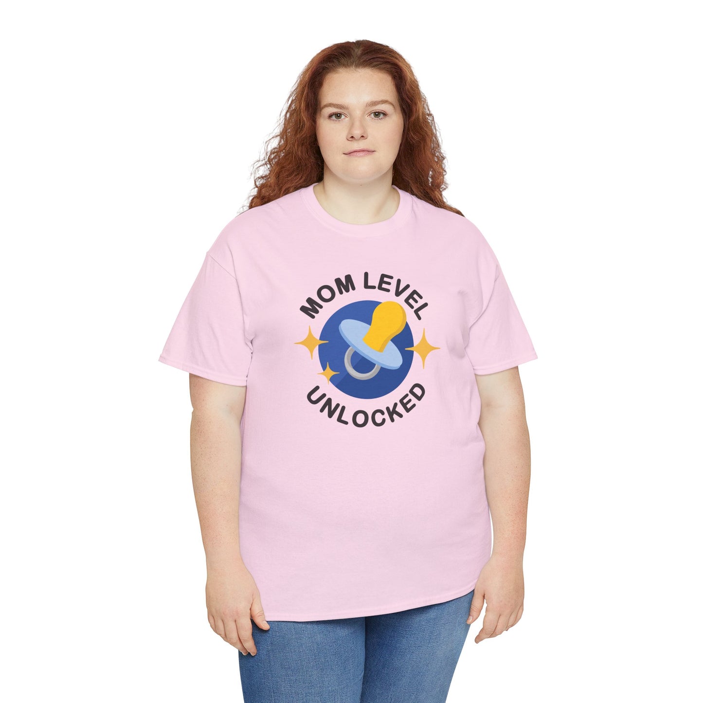Maternity Mom Level Unlocked Heavy Cotton T-Shirt Gildan Tee