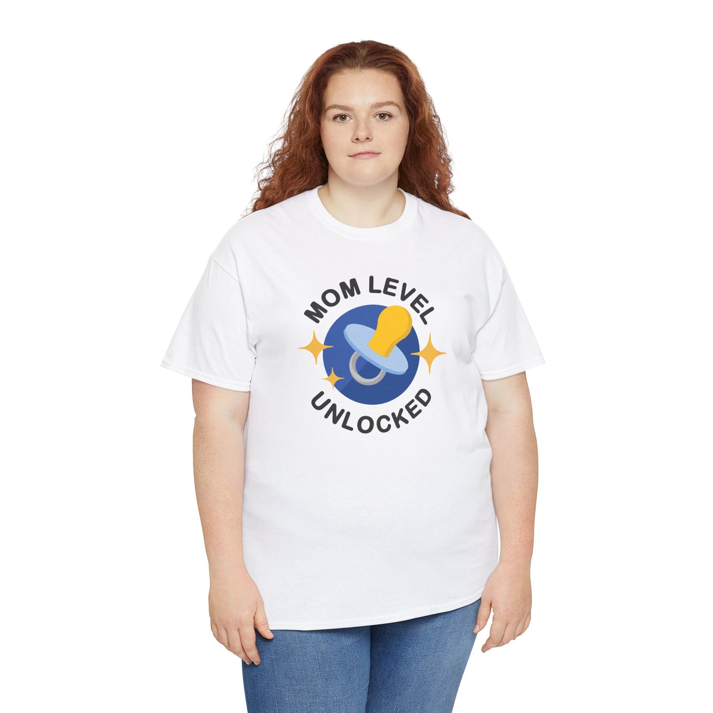Maternity Mom Level Unlocked Heavy Cotton T-Shirt Gildan Tee
