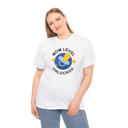 Maternity Mom Level Unlocked Heavy Cotton T-Shirt Gildan Tee