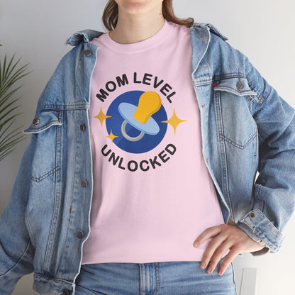 Maternity Mom Level Unlocked Heavy Cotton T-Shirt Gildan Tee