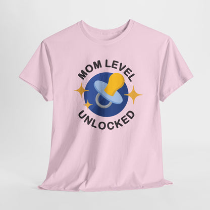 Maternity Mom Level Unlocked Heavy Cotton T-Shirt Gildan Tee