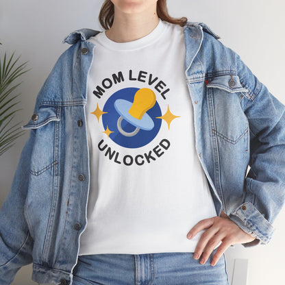 Maternity Mom Level Unlocked Heavy Cotton T-Shirt Gildan Tee