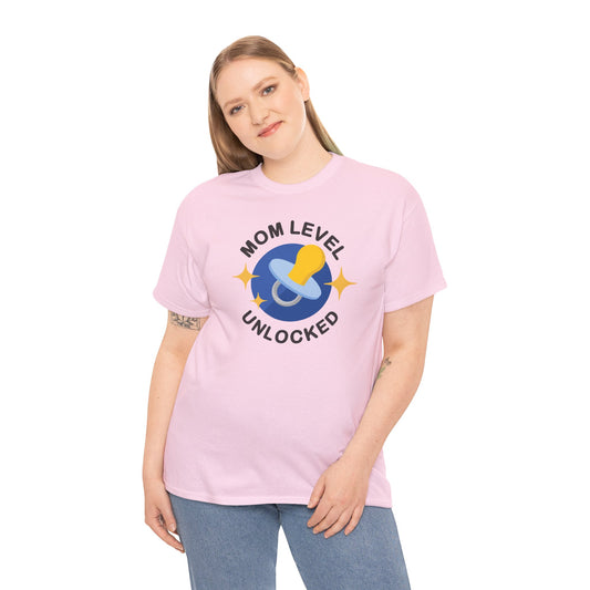 Maternity Mom Level Unlocked Heavy Cotton T-Shirt Gildan Tee