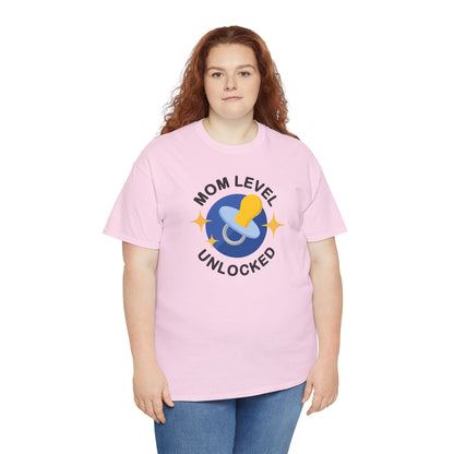 Maternity Mom Level Unlocked Heavy Cotton T-Shirt Gildan Tee