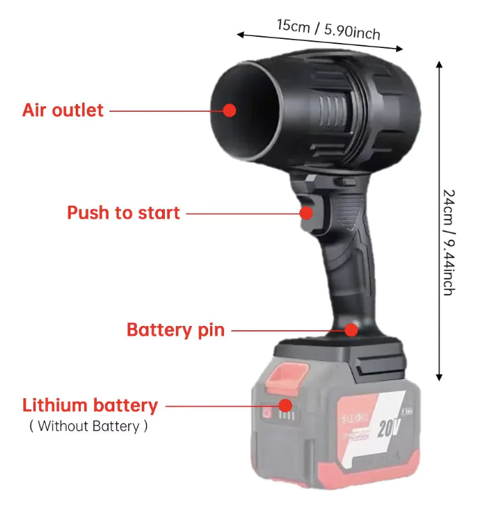 1000W Handheld Turbo Fan Air Blower, Compatible with Makita Battery